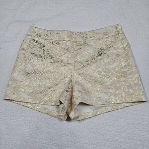 NWT J. Crew Gold Metallic Floral Tapestry Zippered Short